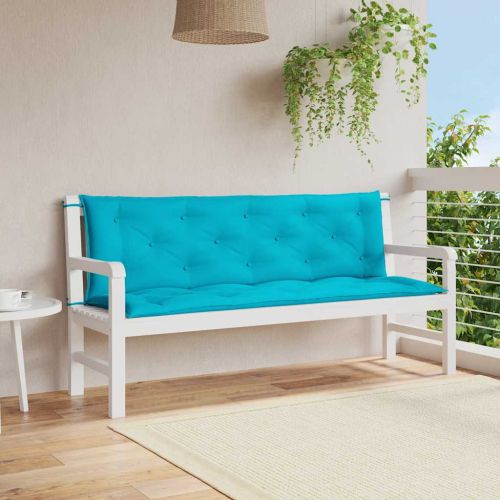 Възглавници за градински пейки 2 бр тюркоаз 150x50x7 см плат
