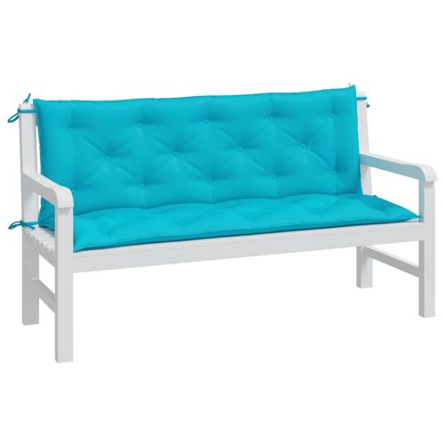 Възглавници за градински пейки 2 бр тюркоаз 150x50x7 см плат