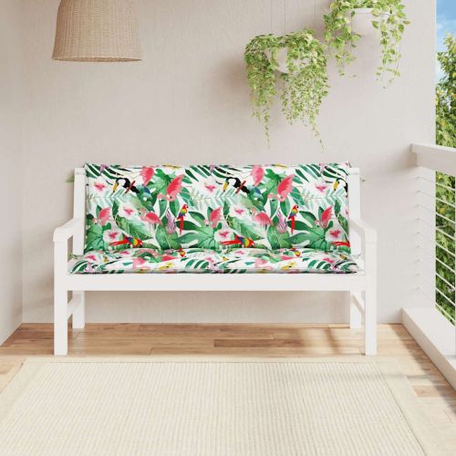 Възглавници за градински пейки 2 бр шарени 150x50x7 см плат