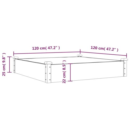 Градинска повдигната леха с вложка кафяв 120x120x25см ела масив
