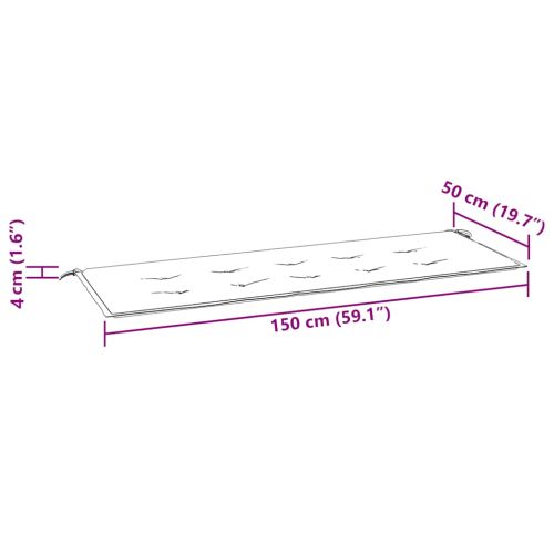 Възглавница за пейка черно каре 150x50x3 см оксфорд плат