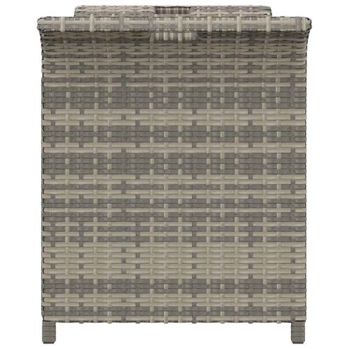 Градинска пейка с възглавница, сива, 116x46x57 см, полиратан