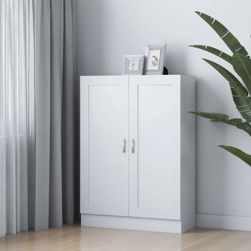 Шкаф за книги, бял, 82,5x30,5x115 см, инженерно дърво