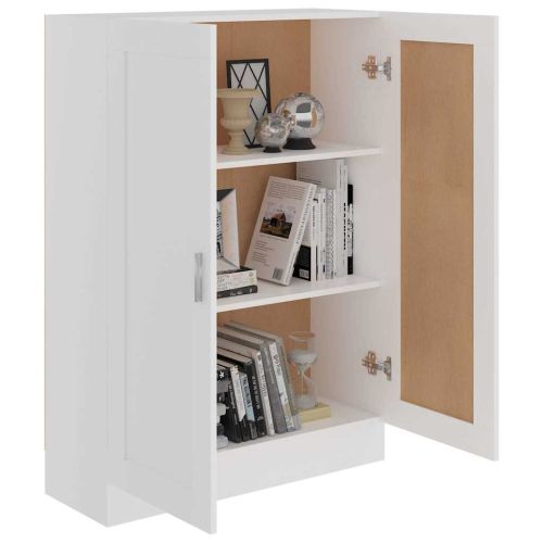 Шкаф за книги, бял, 82,5x30,5x115 см, инженерно дърво