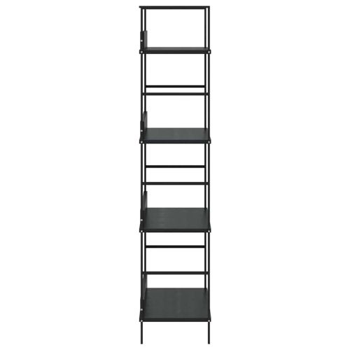 Библиотека с 4 рафта, черна, 60x27,6x124,5 см, инженерно дърво