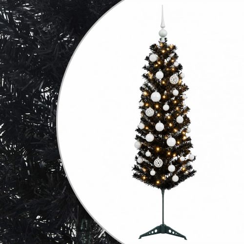 Изкуствена тясна коледна елха с топка 150 см 150 LED светодиода