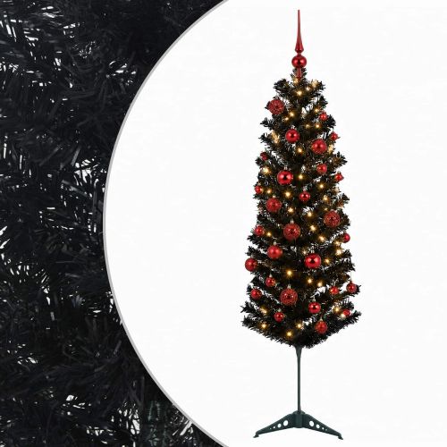 Изкуствена тясна коледна елха с топка 150 см 150 LED светодиода