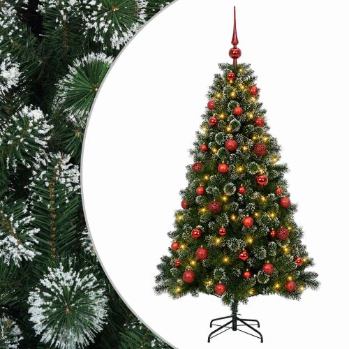Изкуствена коледна елха с топки 120 см 150 LED светодиода