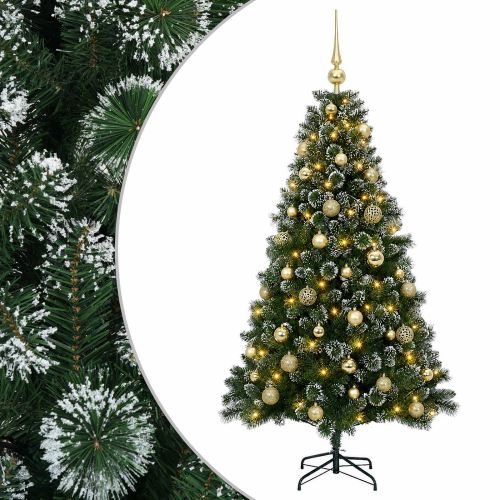 Изкуствена коледна елха с топки 150 см 150 LED светодиода