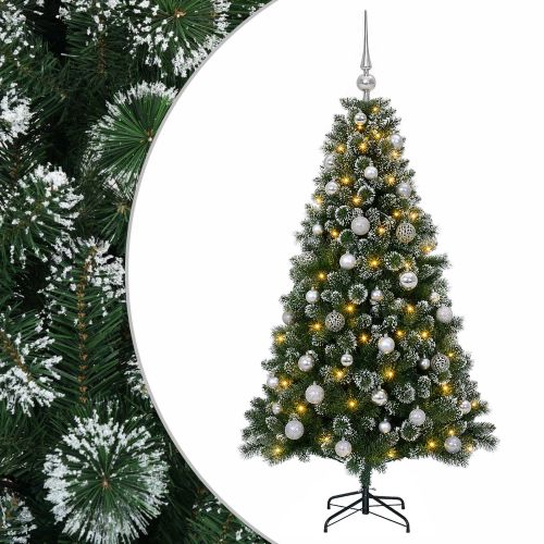 Изкуствена коледна елха с топки 120 см 150 LED светодиода
