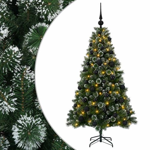 Изкуствена коледна елха с топки 120 см 150 LED светодиода