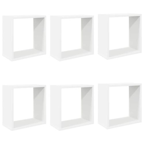 Стенни кубични рафтове, 6 бр, бели, 30x15x30 см