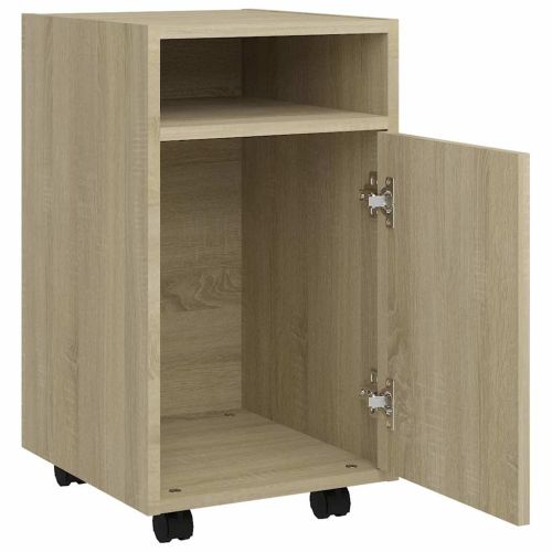 Страничен шкаф с колелца дъб сонома 33x38x60 см инженерно дърво
