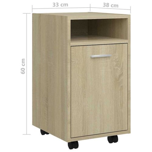 Страничен шкаф с колелца дъб сонома 33x38x60 см инженерно дърво