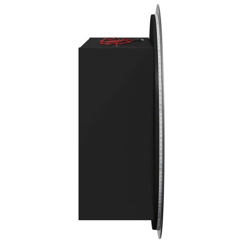 Шкаф за баня с кръгло огледало и LED, черен, 40x40x17,5 см