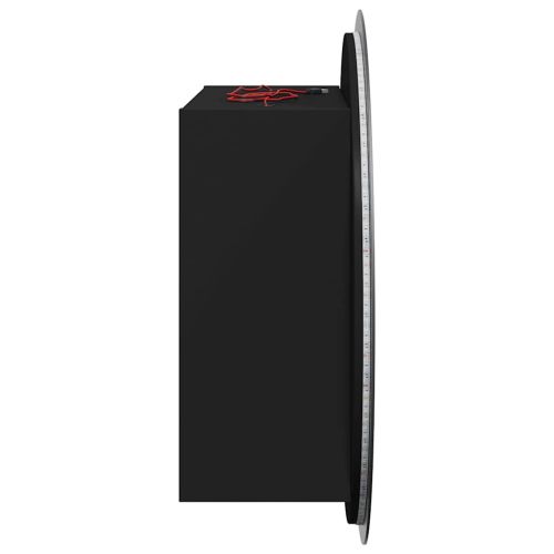 Шкаф за баня с кръгло огледало и LED, черен, 47x47x17,5 см