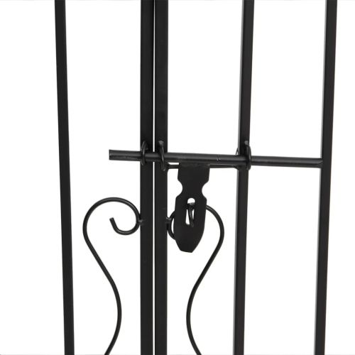 Градинска порта черна 121x8x120 см ковано желязо