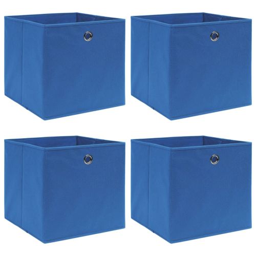 Кутии за съхранение 4 бр сини 32x32x32 см плат