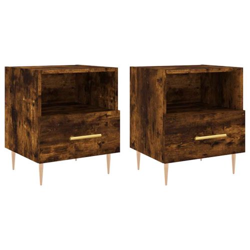 Нощни шкафчета 2 бр опушен дъб 40x35x47,5 см инженерно дърво