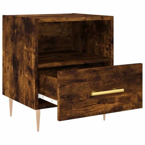 Нощни шкафчета 2 бр опушен дъб 40x35x47,5 см инженерно дърво