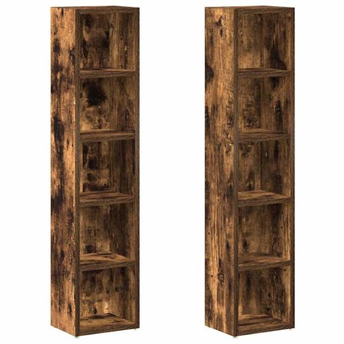 CD шкафове, 2 бр, опушен дъб, 21x16x93,5 см, инженерно дърво