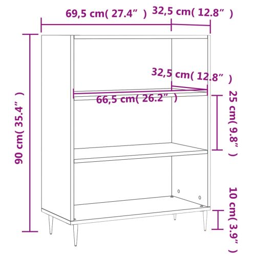 Библиотека, бетонно сива, 69,5x32,5x90 см, инженерно дърво