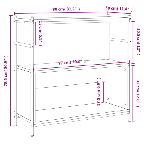 Етажерка дъб сонома 80x30x78,5 см инженерно дърво и желязо