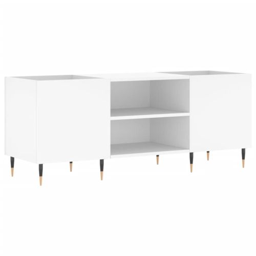 Шкаф за грамофонни плочи бял 121x38x48 см инженерно дърво