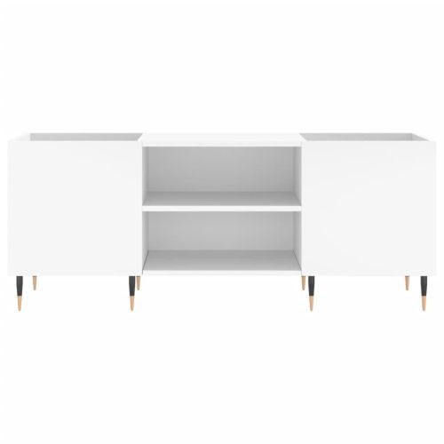 Шкаф за грамофонни плочи бял 121x38x48 см инженерно дърво