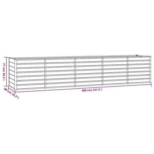Градинска повдигната леха ръждив 400x80x77 см кортенова стомана