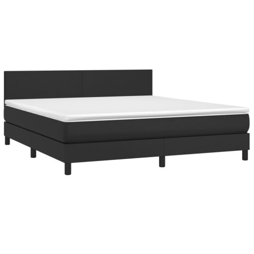 Боксспринг легло с матрак, черно, 160x200 см, изкуствена кожа