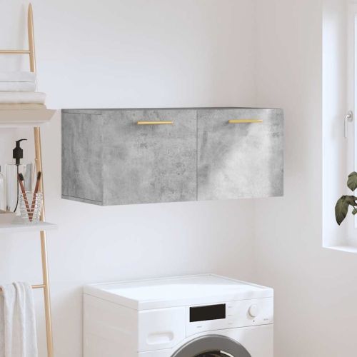 Стенен шкаф, бетонно сив, 80x36,5x35 см, инженерно дърво