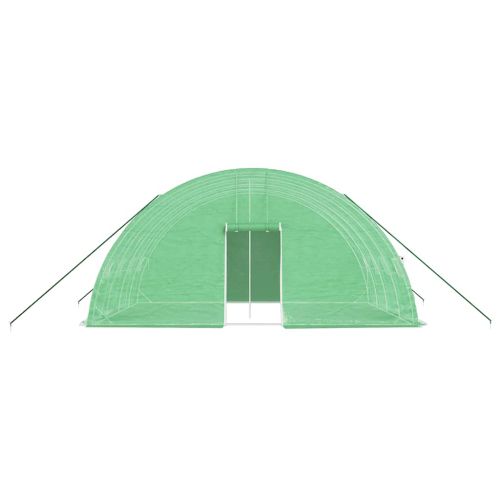 Оранжерия със стоманена рамка, зелена, 24 м², 6x4x2,85 м