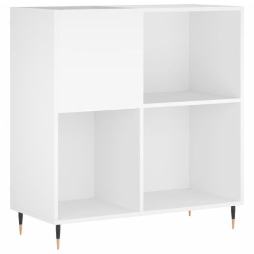 Шкаф за грамофонни плочи бял 84,5x38x89 см инженерно дърво