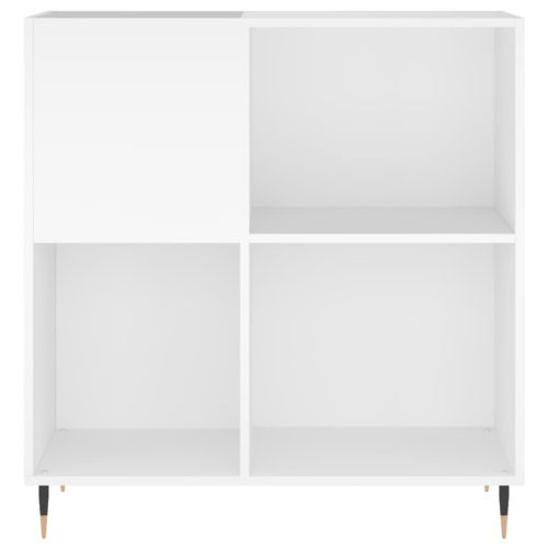 Шкаф за грамофонни плочи бял 84,5x38x89 см инженерно дърво