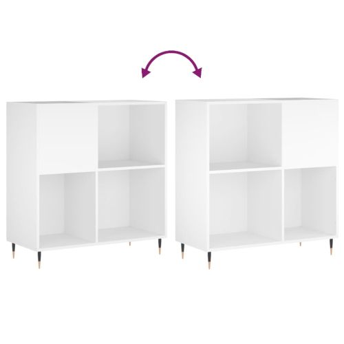 Шкаф за грамофонни плочи бял 84,5x38x89 см инженерно дърво