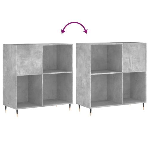 Шкаф за грамофонни плочи сив 84,5x38x89 см инженерно дърво