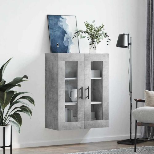 Стенен шкаф бетонно сив 69,5x34x90 см