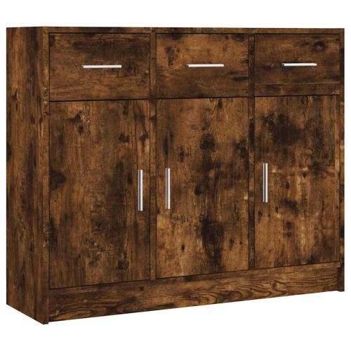 Бюфет опушен дъб 91x28x75 см инженерно дърво