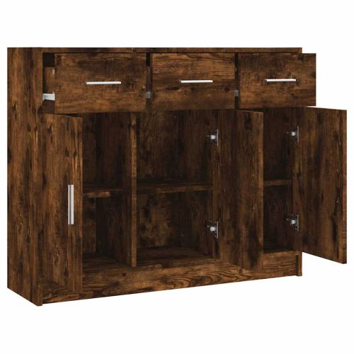 Бюфет опушен дъб 91x28x75 см инженерно дърво