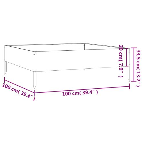 Градинска повдигната леха 100x100x33,5 см кортенова стомана