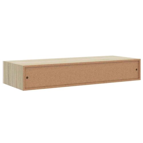 Стенен рафт за чекмеджета, дъб и бяло, 60x23,5x10 см, MDF