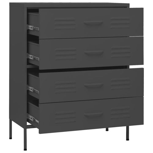 Шкаф с чекмеджета, антрацит, 80х35х101,5 см, стомана