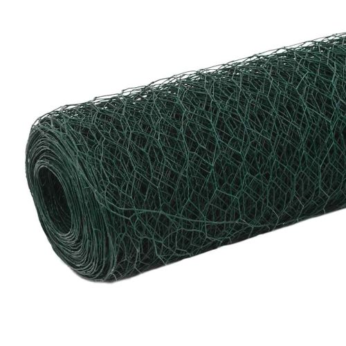 Кокошкарска мрежа, стомана с PVC покритие, 25х1,2 м, зелена