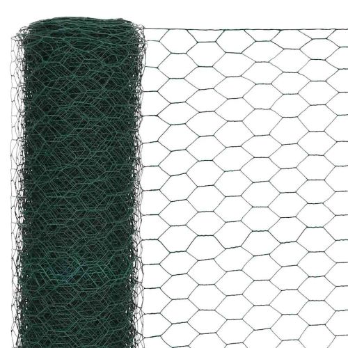 Кокошкарска мрежа, стомана с PVC покритие, 25х1,2 м, зелена