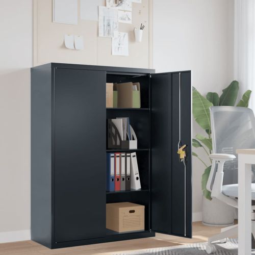 Шкаф за папки антрацит 90x40x140 см стомана