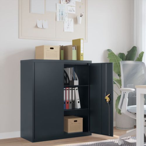 Шкаф за папки антрацит 90x40x105 см стомана