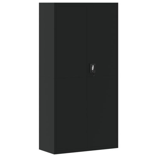Шкаф за папки черен 90x40x180 см стомана