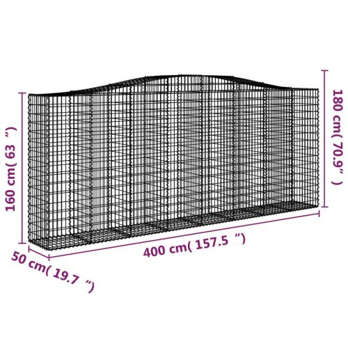 Габионни кошници арка 9 бр 400x50x160/180 см поцинковано желязо