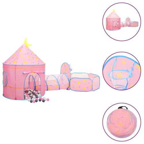 Детска палатка за игра с 250 топки розова 301x120x128 см